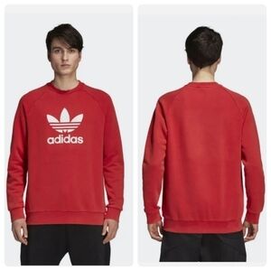 New Adidas Originals Trefoil Crew Sweatshirt (DH5826)  Collegiate Red